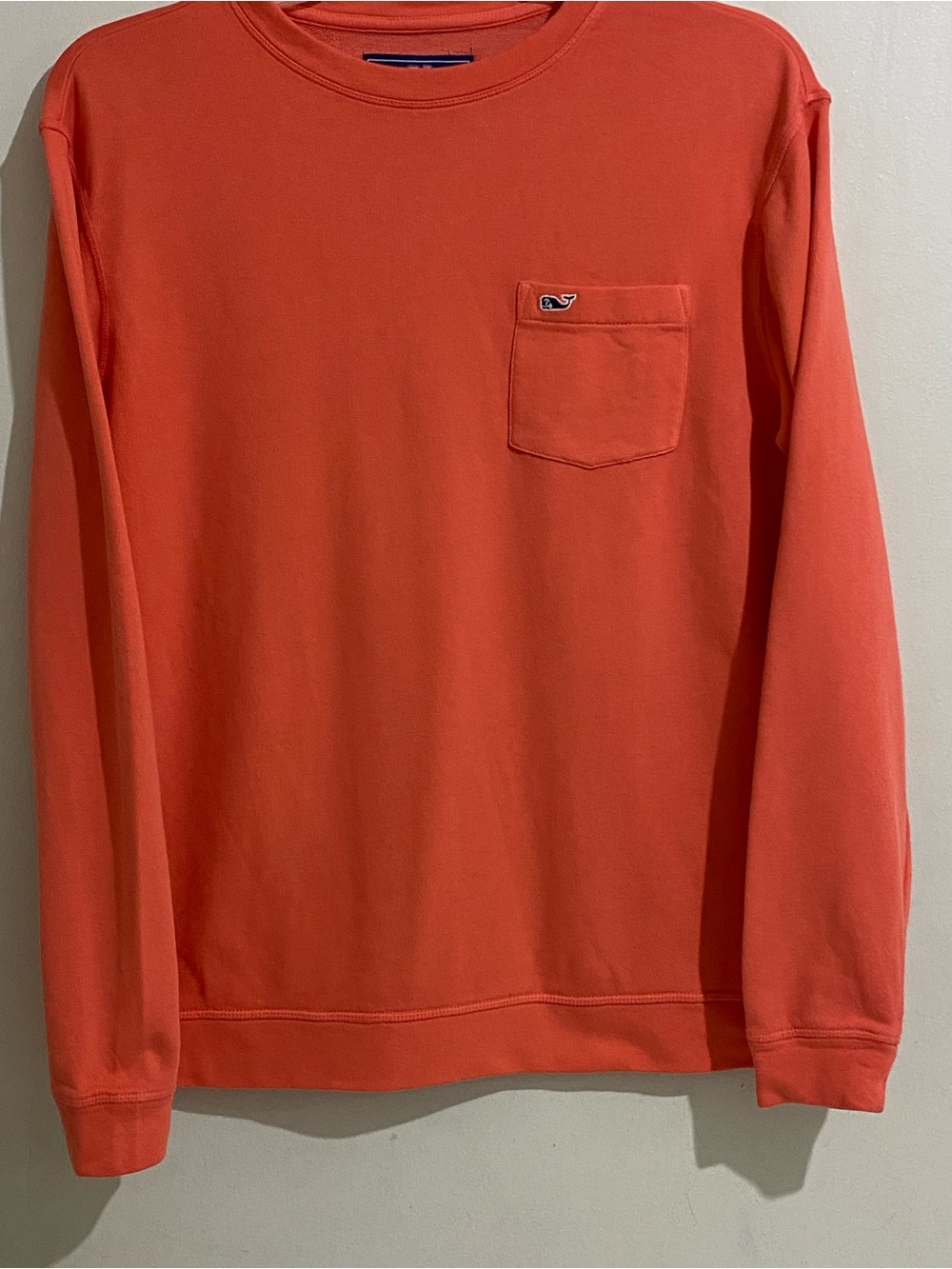 Vineyard Vines Orange Coral Crewneck Chest Pocket Logo Sweatshirt